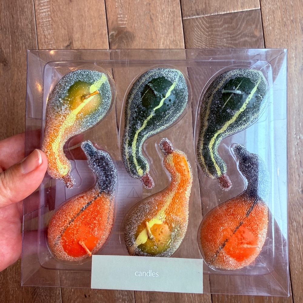 Micro-beaded Mini Gourd Candles for Fall and Thanksgiving 6-pack
